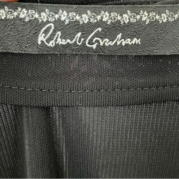 Robert Graham Sheer Beaded Top Ruched Sleeves Waterfall Neckline - Black - L* - Picture 5 of 7